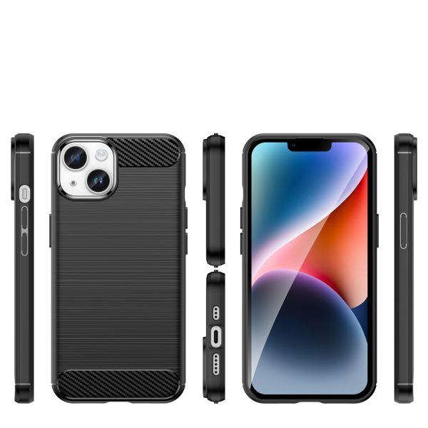 Elastīgs gēla aizmugurējais vāciņš iPhone 14 Plus Carbon korpusam - melns