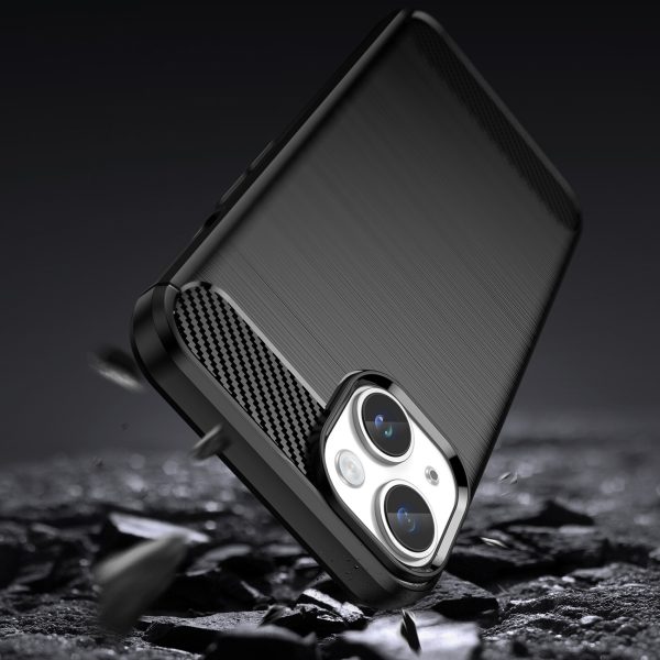 Elastīgs gēla aizmugurējais vāciņš iPhone 14 Plus Carbon korpusam - melns