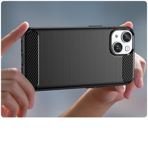 Elastīgs gēla aizmugurējais vāciņš iPhone 14 Plus Carbon korpusam - melns