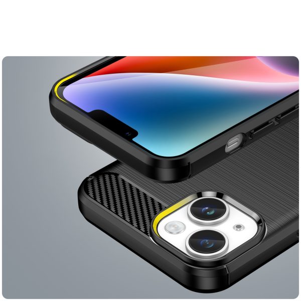 Elastīgs gēla aizmugurējais vāciņš iPhone 14 Plus Carbon korpusam - melns