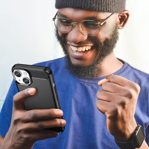 Elastīgs gēla aizmugurējais vāciņš iPhone 14 Plus Carbon korpusam - melns