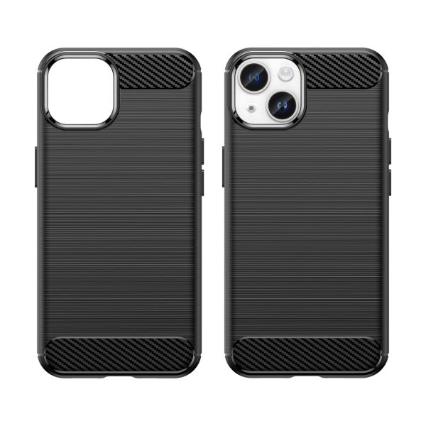 Elastīgs gēla aizmugurējais vāciņš iPhone 14 Plus Carbon korpusam - melns