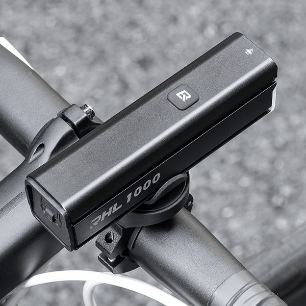 1000 lm priekšējais velosipēda lukturis ar USB-C - USB-A kabeli - melns