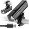 1000 lm priekšējais velosipēda lukturis ar USB-C - USB-A kabeli - melns