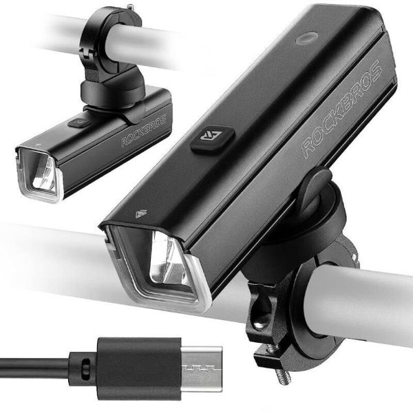 1000 lm priekšējais velosipēda lukturis ar USB-C - USB-A kabeli - melns