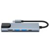 5in1 centrmezgls USB-C uz USB-C USB-A HDMI RJ45 sadalītājs - pelēks