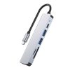 6in1 centrmezgls USB-C uz USB-A USB-C HDMI Micro SD / TF / SD sadalītājs - pelēks