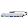 6in1 centrmezgls USB-C uz USB-A USB-C HDMI Micro SD / TF / SD sadalītājs - pelēks