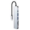 6in1 centrmezgls USB-C uz USB-A USB-C HDMI Micro SD / TF / SD sadalītājs - pelēks