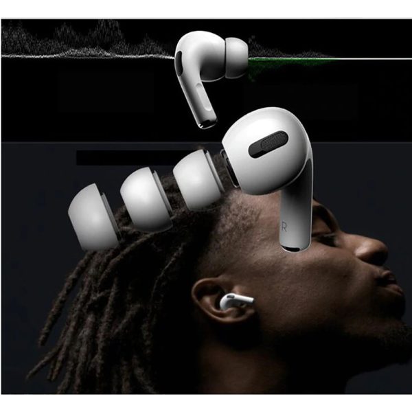 Ausu uzgaļi AirPods Pro 1/2 austiņām S/M/L izmēros, balti - 6 gab.
