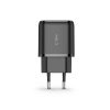 USB-C PD 20W / USB-A QC 3.0 sienas lādētājs - melns