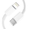 USB-C PD 20W / USB-A QC 3.0 sienas lādētājs ar USB-C / iPhone Lightning kabeli - balts