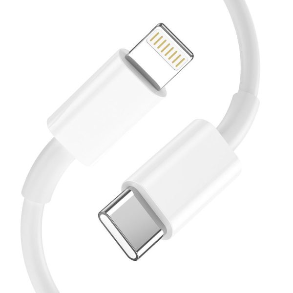 USB-C PD 20W / USB-A QC 3.0 sienas lādētājs ar USB-C / iPhone Lightning kabeli - balts