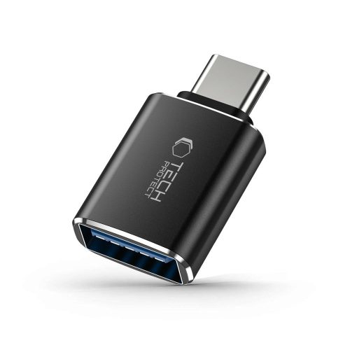 USB-C (vīriešu) - USB-A (sieviešu) OTG adapteris - melns