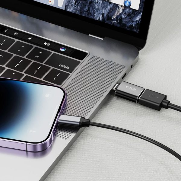 USB-C (vīriešu) - USB-A (sieviešu) OTG adapteris - melns