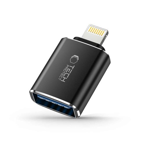 iPhone Lightning (vīriešu) - USB-A (sieviešu) OTG adapteris - melns