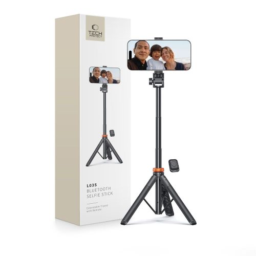 Bluetooth selfiju nūja ar tālvadības pulti, statīva galva, 148 cm - melna