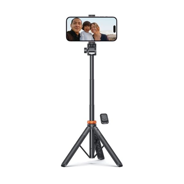 Bluetooth selfiju nūja ar tālvadības pulti, statīva galva, 148 cm - melna