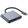 3in1 centrmezgls USB-C uz USB-A sadalītājs USB-C PD 100W HDMI 4K 30Hz - pelēks