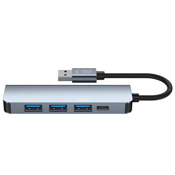 5in1 centrmezgls USB-A uz USB-A USB-C sadalītājs - pelēks
