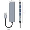 5in1 centrmezgls USB-A uz USB-A USB-C sadalītājs - pelēks
