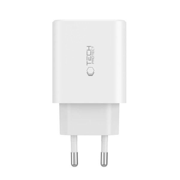 2x USB-C PD / USB-A QC 30W sienas lādētājs - balts