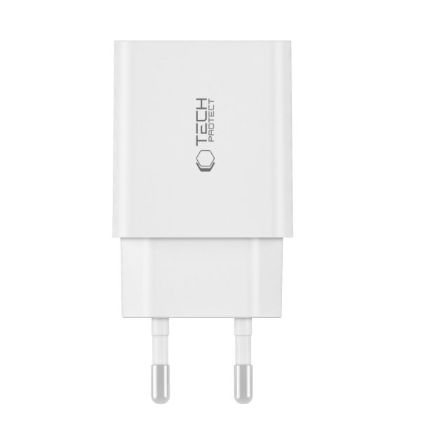 USB-C PD / USB-A QC 30W sienas lādētājs - balts