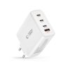 GaN 3x USB-C PD USB-A QC 100W sienas lādētājs - balts
