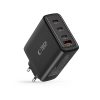 GaN 3x USB-C PD USB-A QC 100W sienas lādētājs - melns