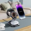 3-in-1 bezvadu lādētājs ar MagSafe tehnoloģiju Apple Watch AirPods viedtālrunim - melns