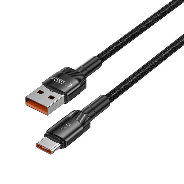 USB-C - USB-A 100W 5A 0,5 m kabelis - melns