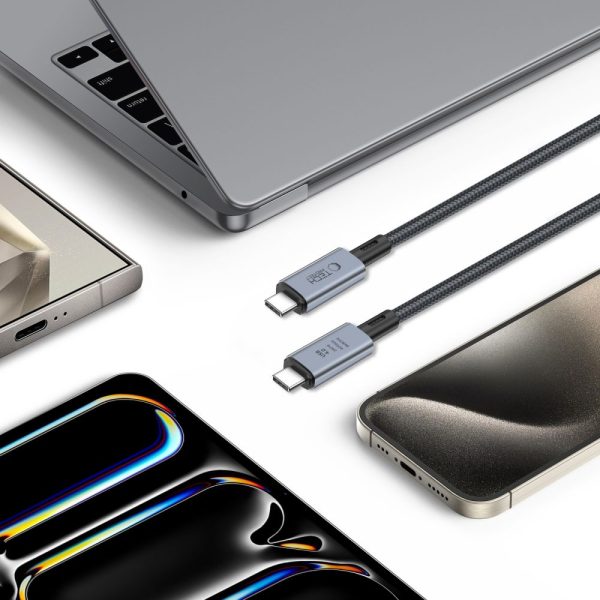 Ātrdarbīgs USB-C 4.0 PD 240W 8K 40Gbps 1m kabelis - pelēks