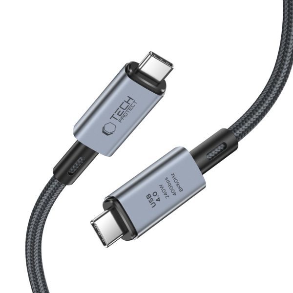 Ātrdarbīgs USB-C 4.0 PD 240W 8K 40Gbps 1m kabelis - pelēks