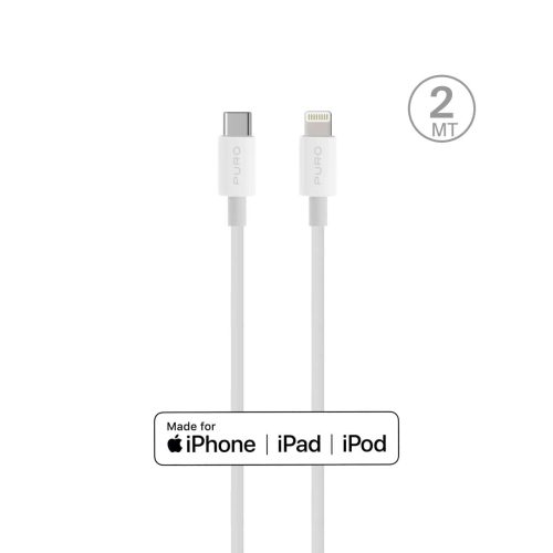 Kabelis Apple ar MFI USB-C - iPhone Lightning 2.4A 2m - balts
