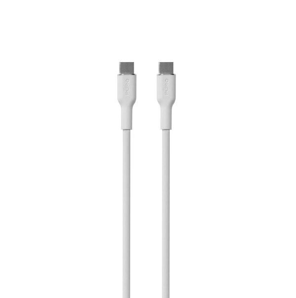 USB-C 60W silikona kabelis 1,5 m - balts