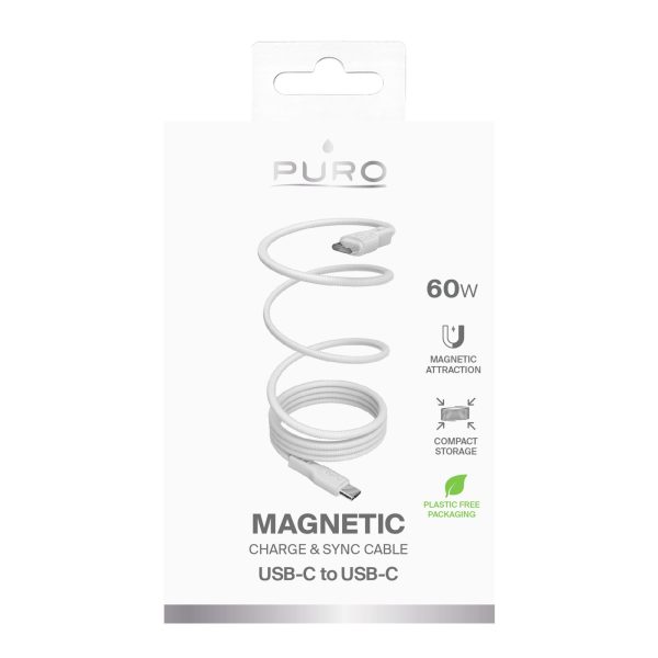 USB-C 60W magnētiskais kabelis USB 1m - balts