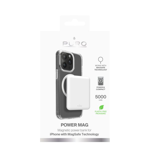 5000mAh USB-C MagSafe Power Mag pārnēsājamais akumulators - balts