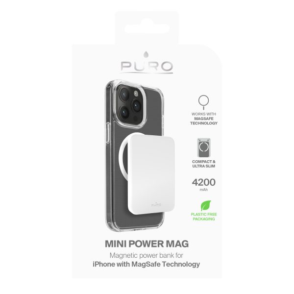 4200mAh USB-C MagSafe Slim Power Mag pārnēsājamais akumulators - balts