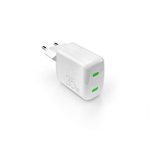 MiniPro 2xUSB-C GaN 35W sienas lādētājs - balts
