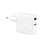 USB-A USB-C PD 25W sienas lādētājs - balts