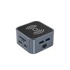 12 vienā centrmezgls ar bezvadu lādētāju USB-A USB-C HDMI RJ45 SD TF mini ligzda - pelēks