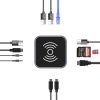 12 vienā centrmezgls ar bezvadu lādētāju USB-A USB-C HDMI RJ45 SD TF mini ligzda - pelēks