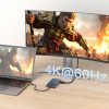 14in1 centrmezgls 3 monitoriem USB-A USB-C DisplayPort HDMI RJ45 SD TF mini ligzda - pelēks