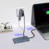 14in1 centrmezgls 3 monitoriem USB-A USB-C DisplayPort HDMI RJ45 SD TF mini ligzda - pelēks