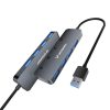 4x USB-A centrmezgla sadalītājs ar alumīnija slēdžiem - pelēks