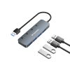 4x USB-A centrmezgla sadalītājs ar alumīnija slēdžiem - pelēks