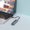 4x USB-A centrmezgla sadalītājs ar alumīnija slēdžiem - pelēks
