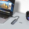4x USB-A centrmezgla sadalītājs ar alumīnija slēdžiem - pelēks