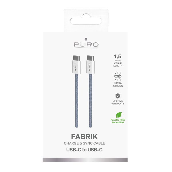 USB-C 60W 1,5m kabelis - zils
