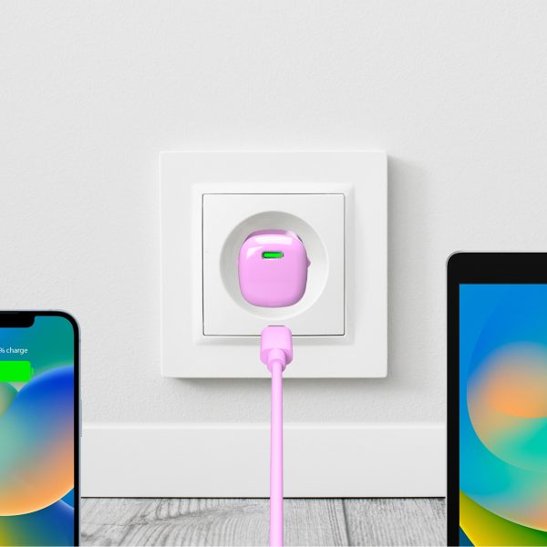 USB-C GaN 20W sienas lādētājs - rozā